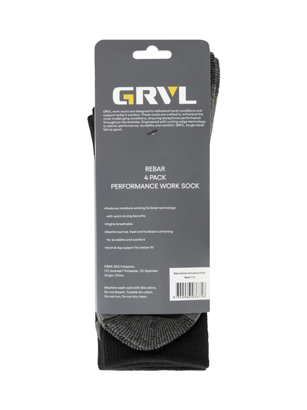GRVL Rebar Sorbtek Performance 4 Pack Sock (GRVLS5) - Image 3