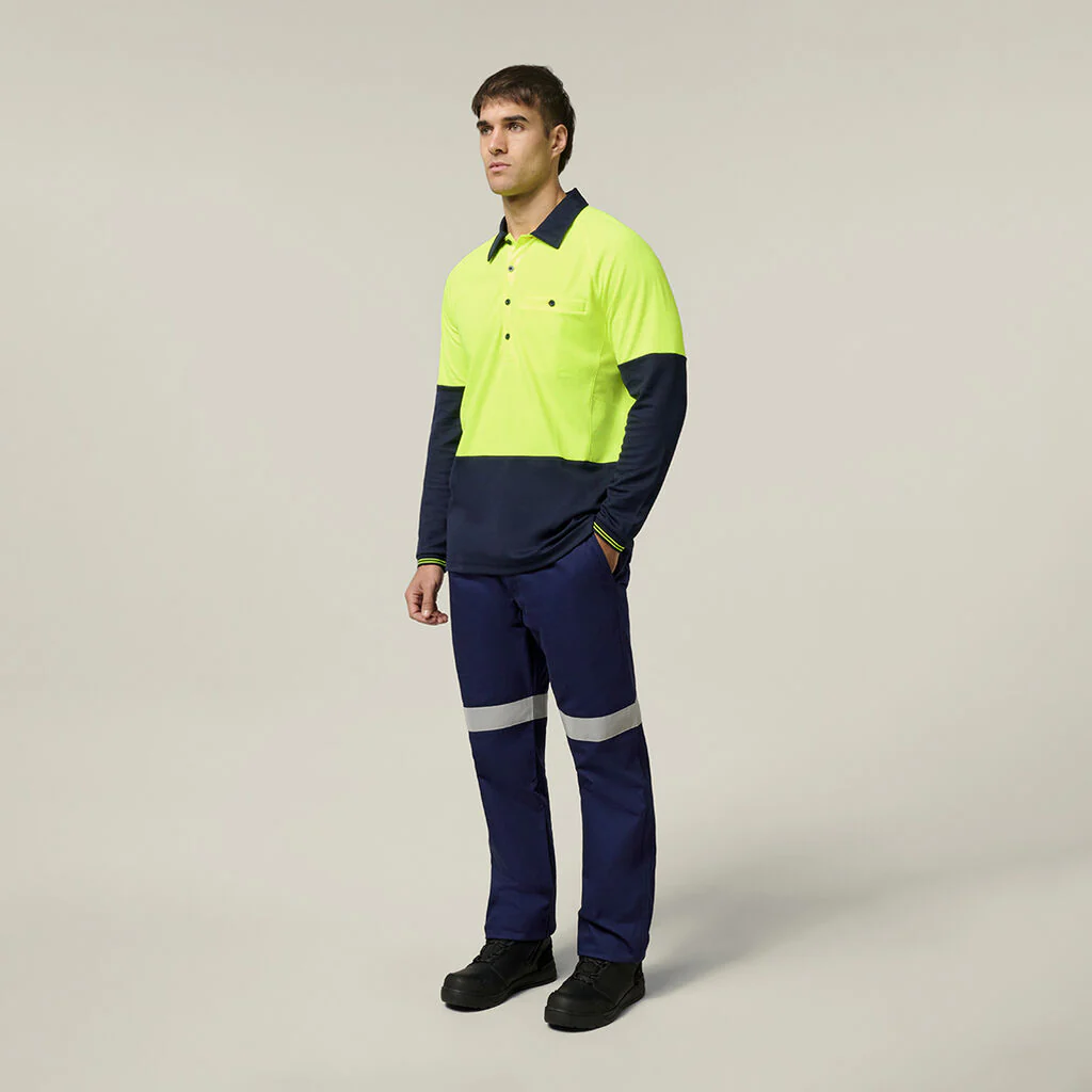 Hard Yakka Core Hi-vis 2 Tone Vented Long Sleeve Polo (Y11389) - Image 7