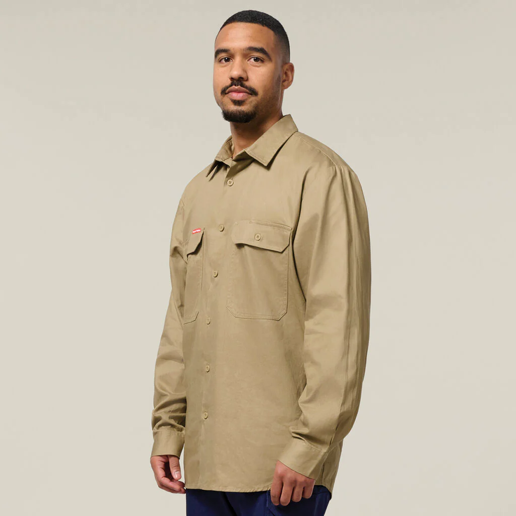 Hard Yakka Long Sleeve Open Front Cotton Drill Work Shirt (Y07500) - Image 14