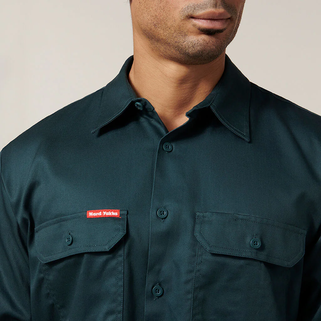Hard Yakka Long Sleeve Open Front Cotton Drill Work Shirt (Y07500) - Image 6