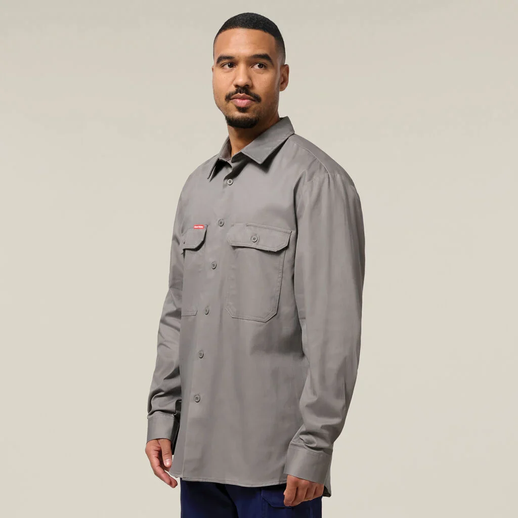 Hard Yakka Long Sleeve Open Front Cotton Drill Work Shirt (Y07500) - Image 8