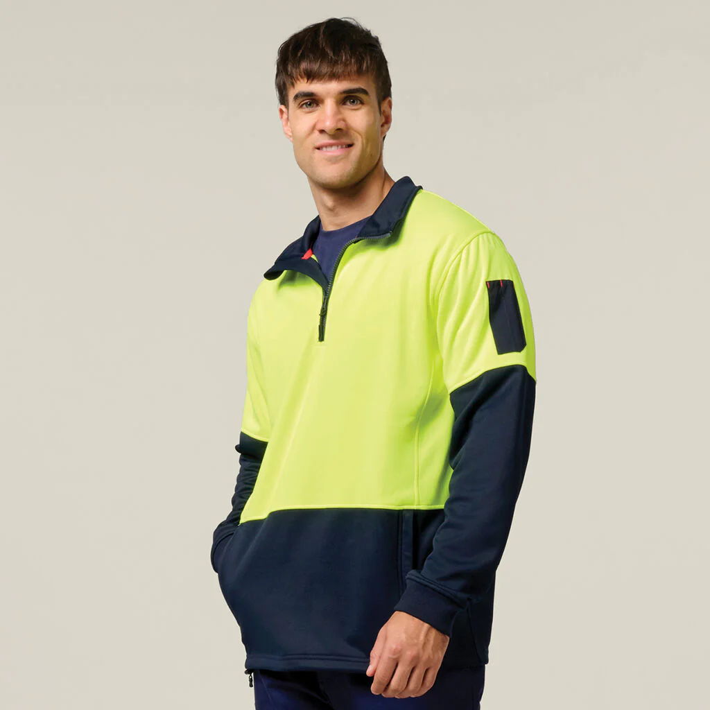 Hard Yakka Hi-Vis 2 Tone 1/4 Zip Brushed Fleece Jumper (Y19330) - Image 3