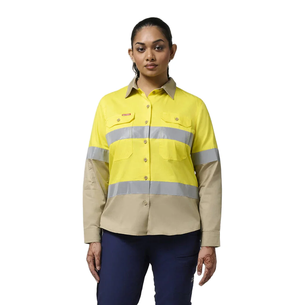 Hard Yakka Women's Hi-Vis Lightweight 2 Tone Taped Long Sleeve Shirt (Y08805) - Image 14