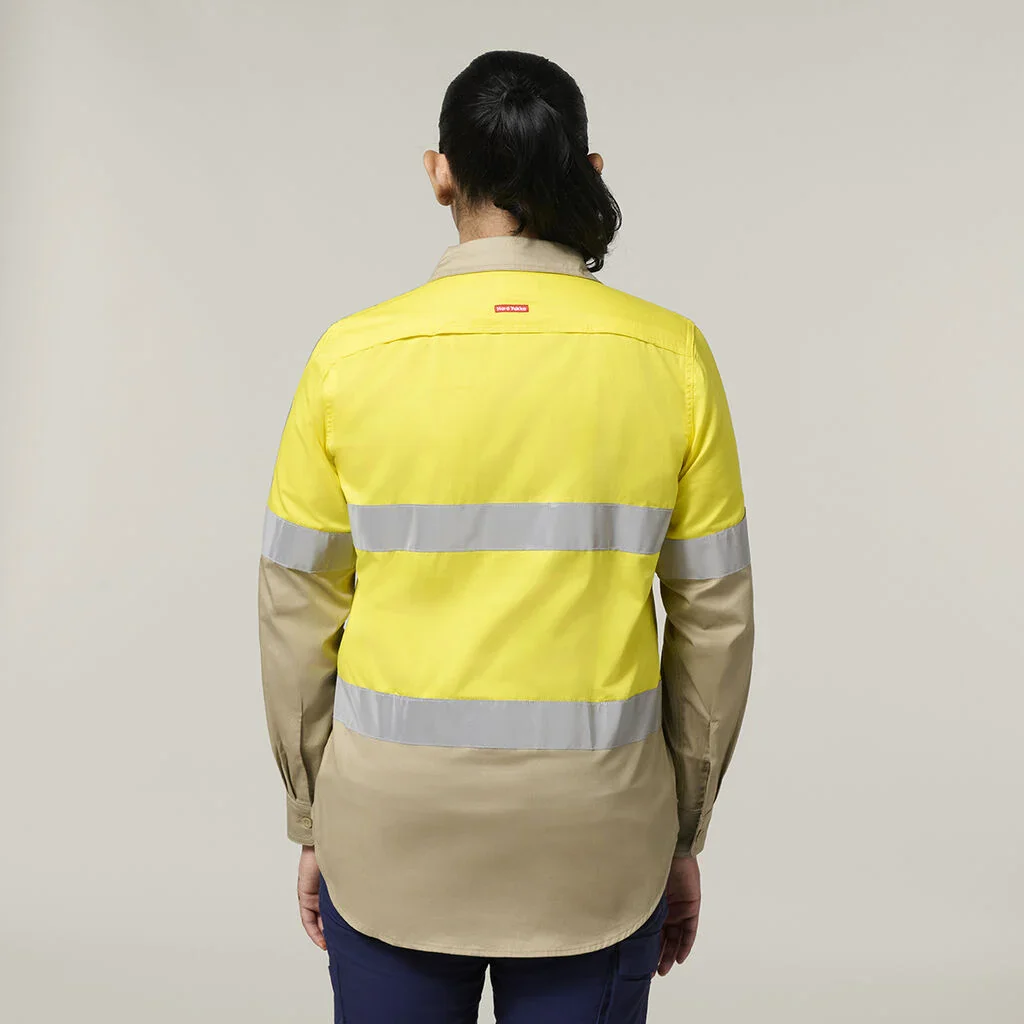 Hard Yakka Women's Hi-Vis Lightweight 2 Tone Taped Long Sleeve Shirt (Y08805) - Image 16