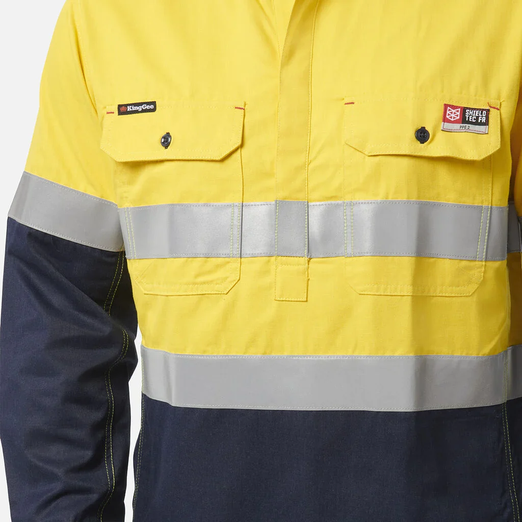 King Gee ShieldTec FR Hi Vis 2 Tone Closed Front Taped Shirt (Y04550) - Image 5
