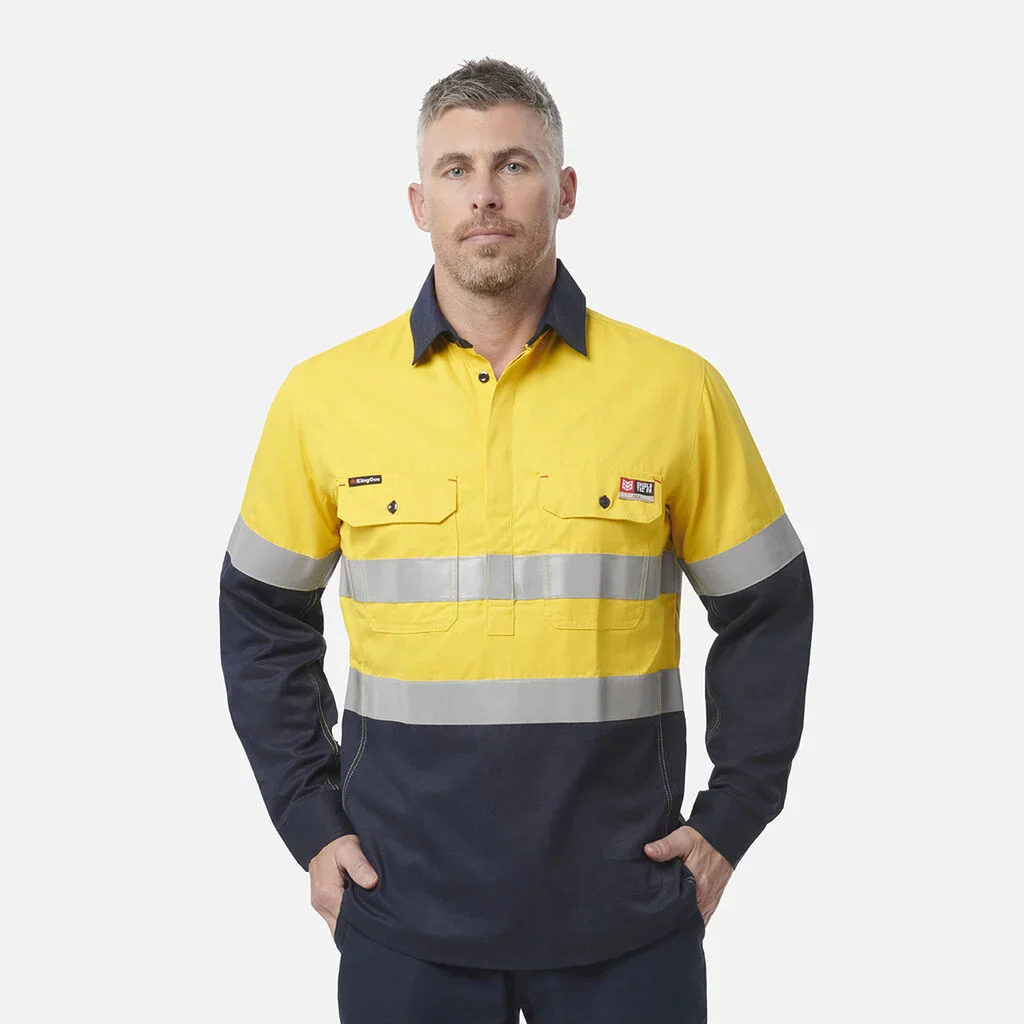 King Gee ShieldTec FR Hi Vis 2 Tone Closed Front Taped Shirt (Y04550) - Image 6