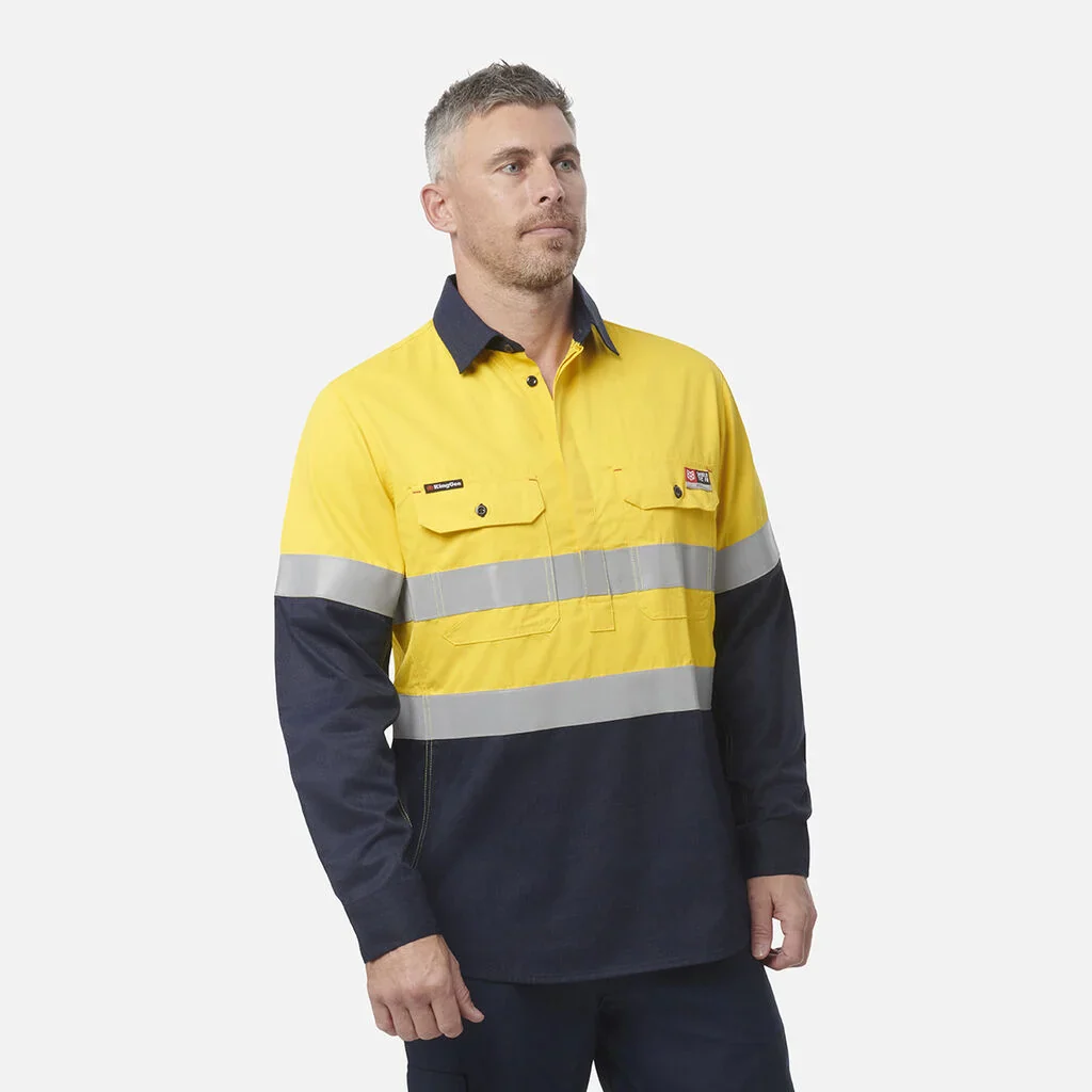 King Gee ShieldTec FR Hi Vis 2 Tone Closed Front Taped Shirt (Y04550) - Image 7