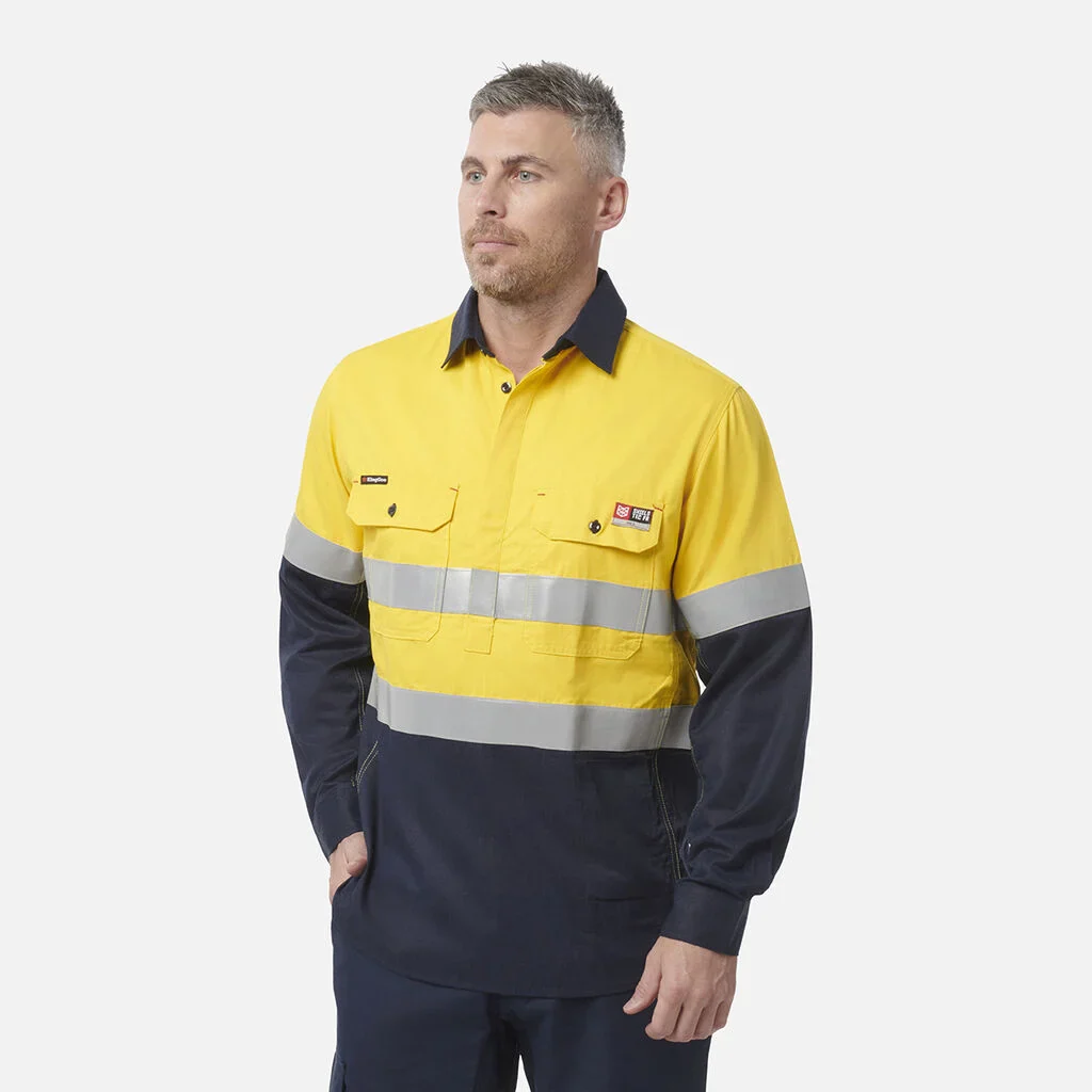 King Gee ShieldTec FR Hi Vis 2 Tone Closed Front Taped Shirt (Y04550) - Image 8