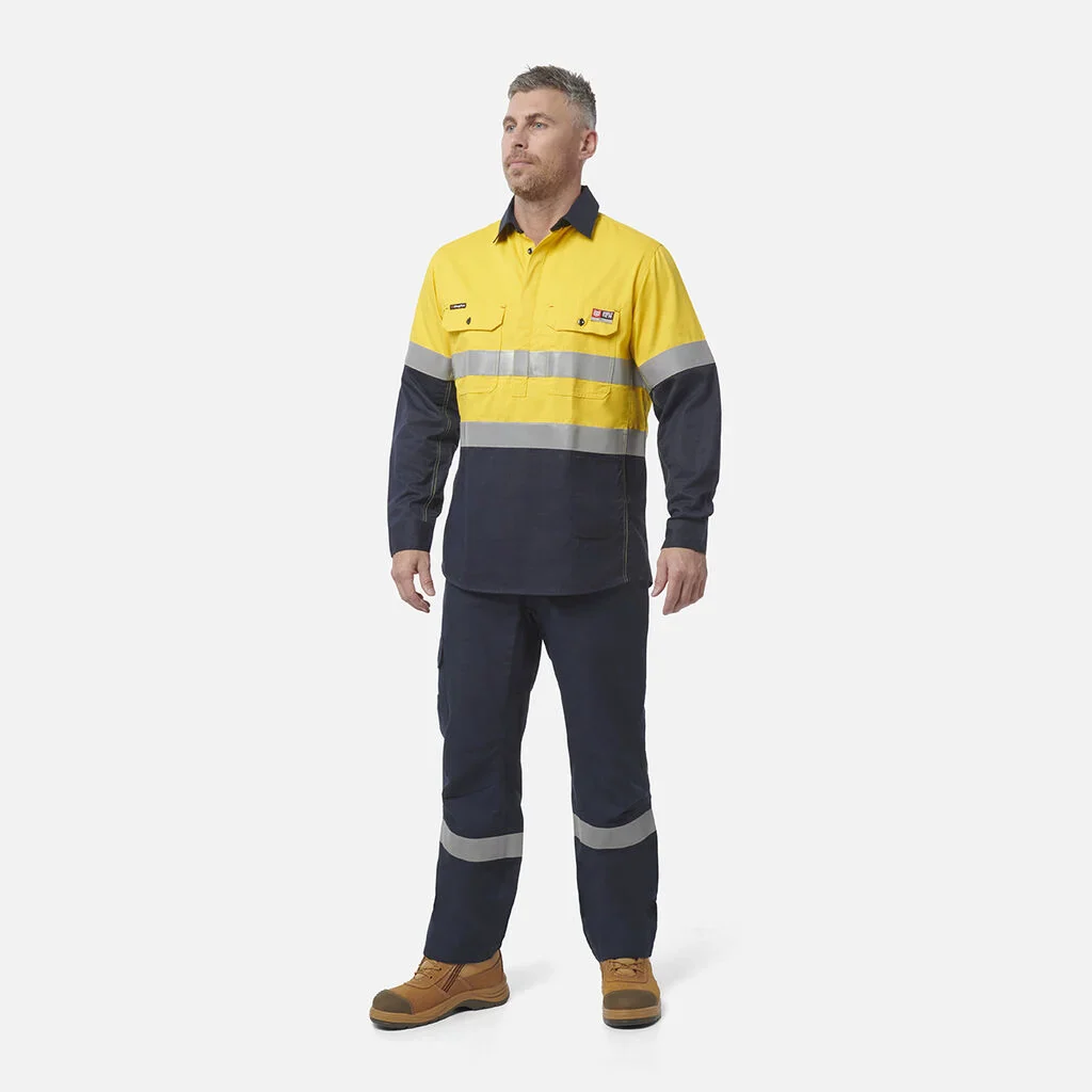King Gee ShieldTec FR Hi Vis 2 Tone Closed Front Taped Shirt (Y04550) - Image 9