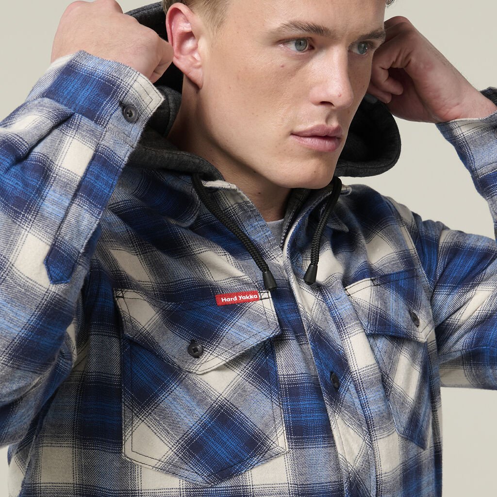 Hard Yakka Quilted Flannel Hooded Shacket (Y06690) - Image 11