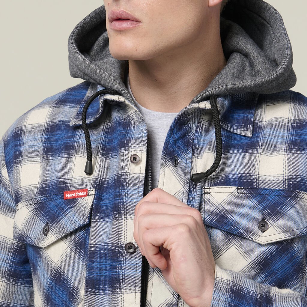 Hard Yakka Quilted Flannel Hooded Shacket (Y06690) - Image 12
