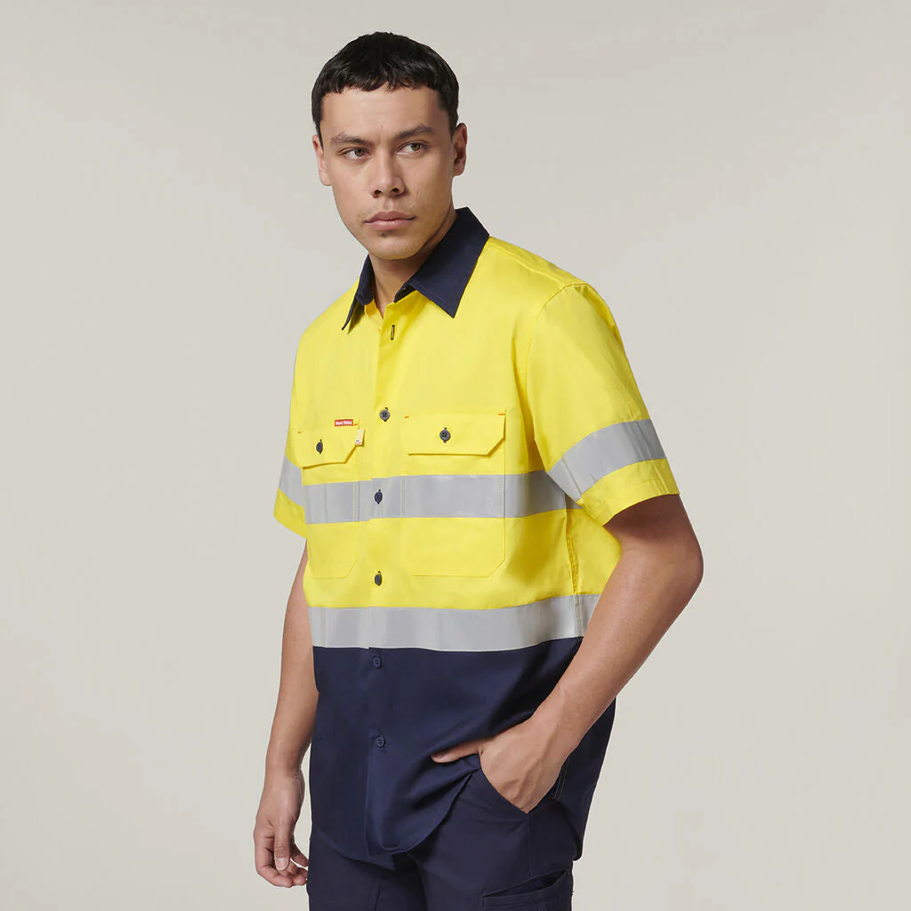 Hard Yakka Short Sleeve Hi Vis 2 Tone Taped Vented Shirt (Y07754) - Image 12