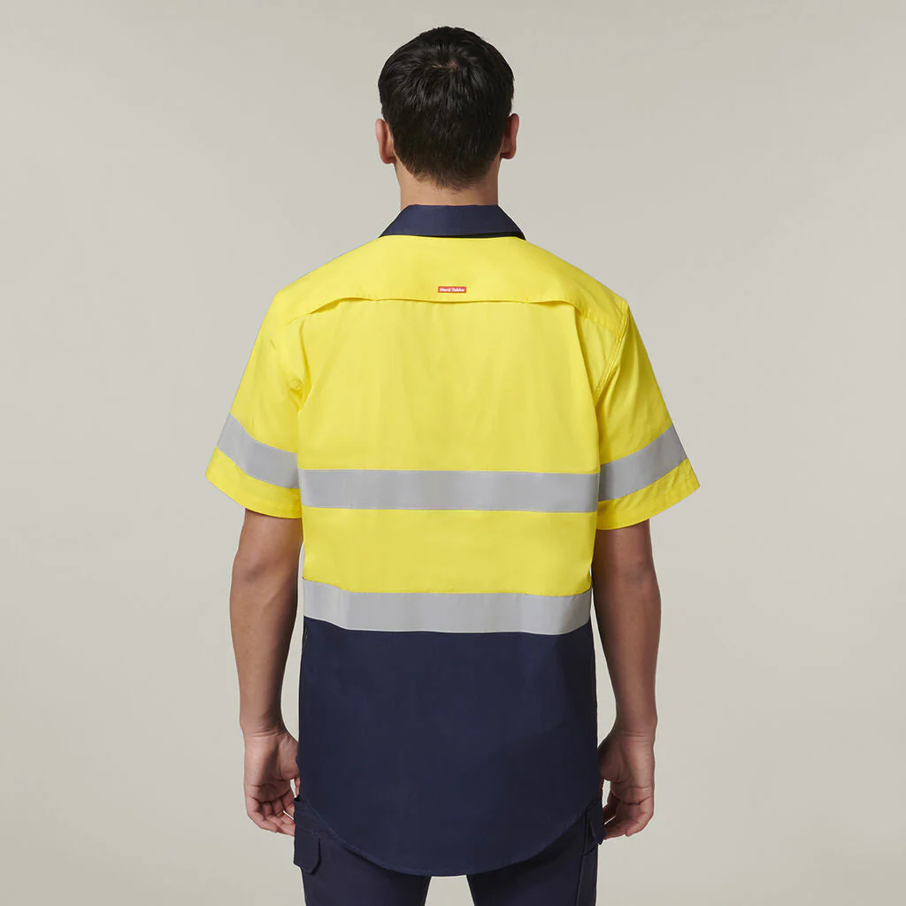 Hard Yakka Short Sleeve Hi Vis 2 Tone Taped Vented Shirt (Y07754) - Image 14