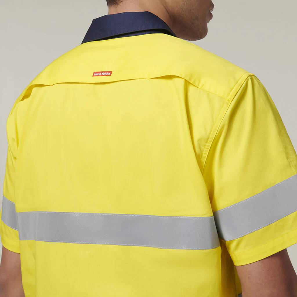 Hard Yakka Short Sleeve Hi Vis 2 Tone Taped Vented Shirt (Y07754) - Image 15