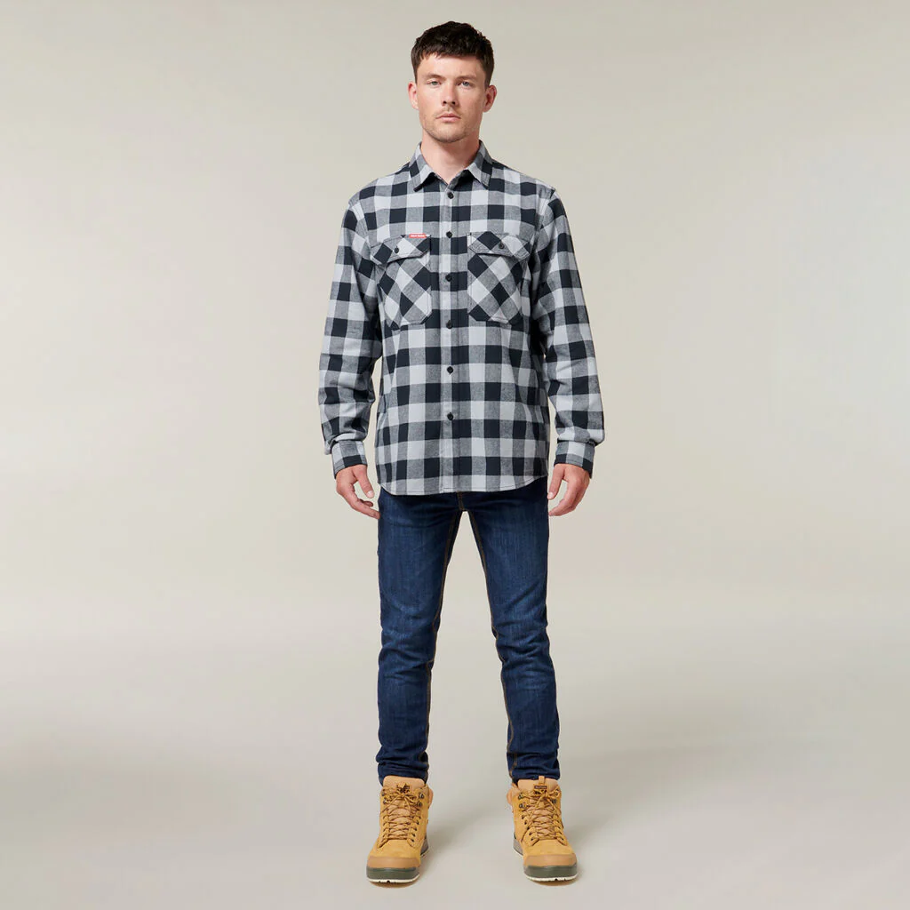 Hard Yakka Long Sleeve Check Flannel Cotton Work Shirt (Y07295) - Image 10