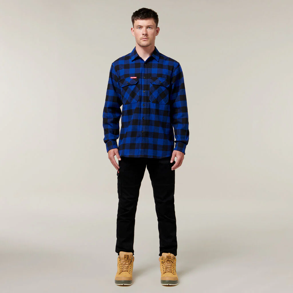 Hard Yakka Long Sleeve Check Flannel Cotton Work Shirt (Y07295) - Image 14