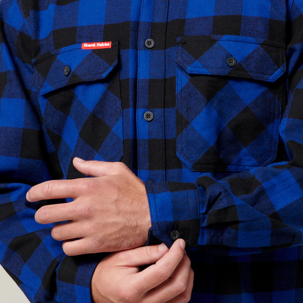 Hard Yakka Long Sleeve Check Flannel Cotton Work Shirt (Y07295) - Image 16