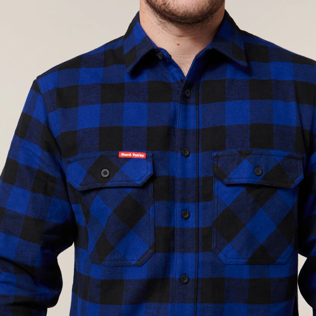 Hard Yakka Long Sleeve Check Flannel Cotton Work Shirt (Y07295) - Image 18