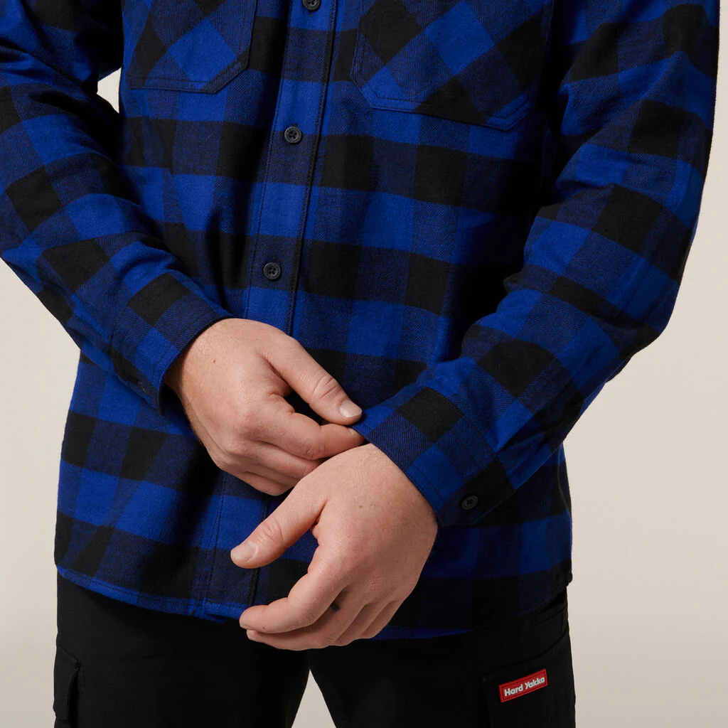 Hard Yakka Long Sleeve Check Flannel Cotton Work Shirt (Y07295) - Image 19