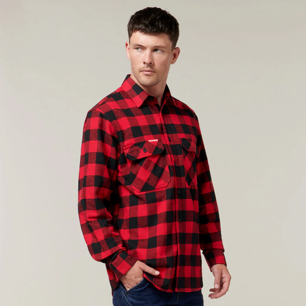 Hard Yakka Long Sleeve Check Flannel Cotton Work Shirt (Y07295) - Image 21