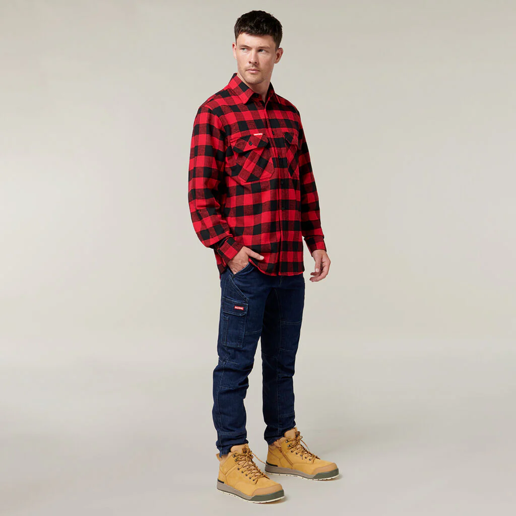 Hard Yakka Long Sleeve Check Flannel Cotton Work Shirt (Y07295) - Image 23