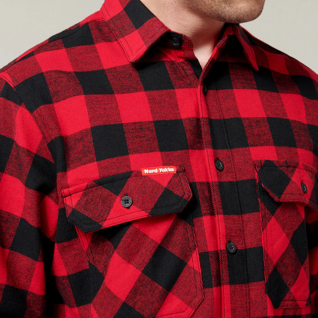 Hard Yakka Long Sleeve Check Flannel Cotton Work Shirt (Y07295) - Image 25