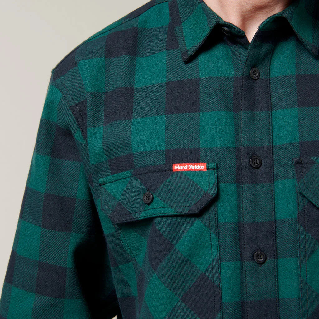 Hard Yakka Long Sleeve Check Flannel Cotton Work Shirt (Y07295) - Image 5