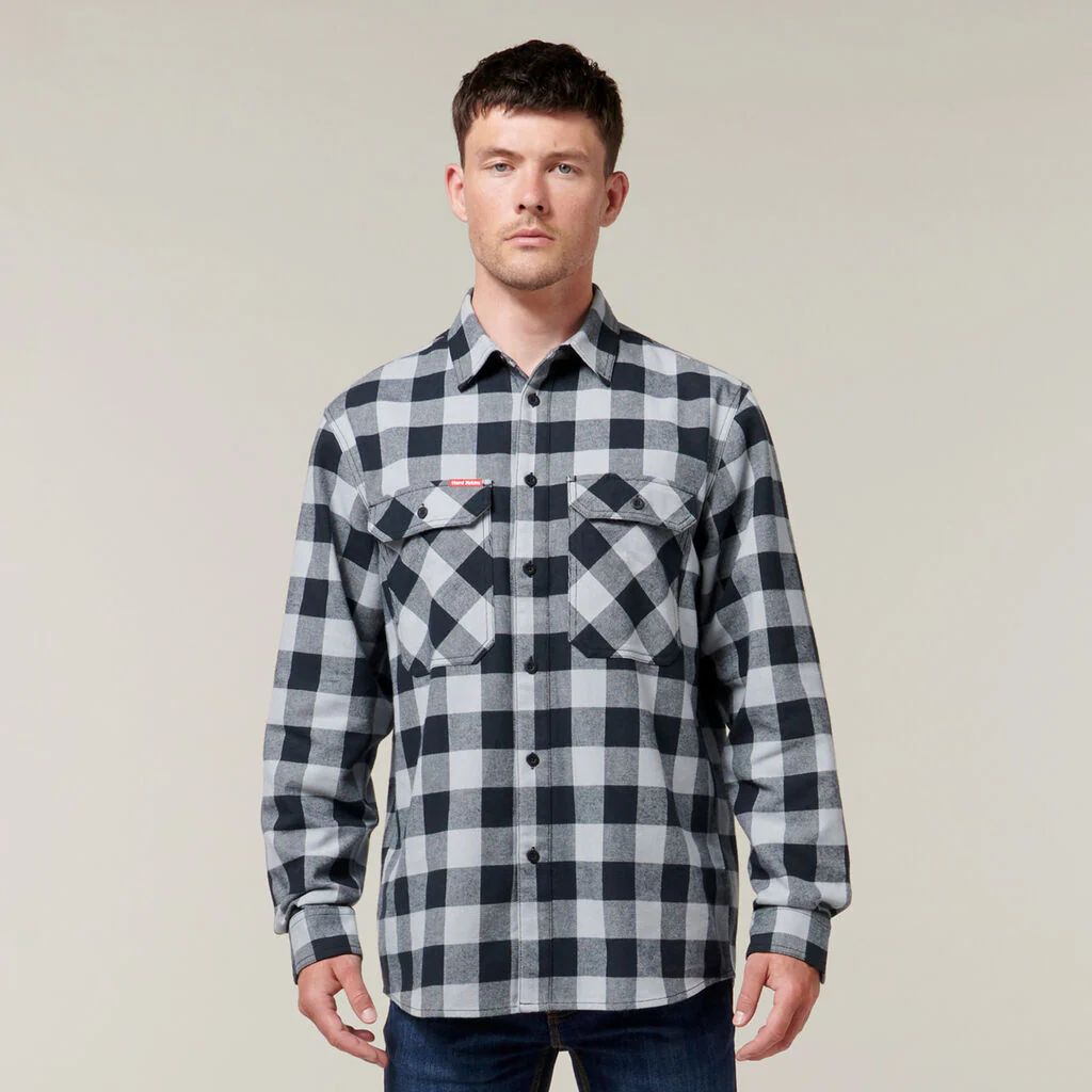 Hard Yakka Long Sleeve Check Flannel Cotton Work Shirt (Y07295) - Image 6
