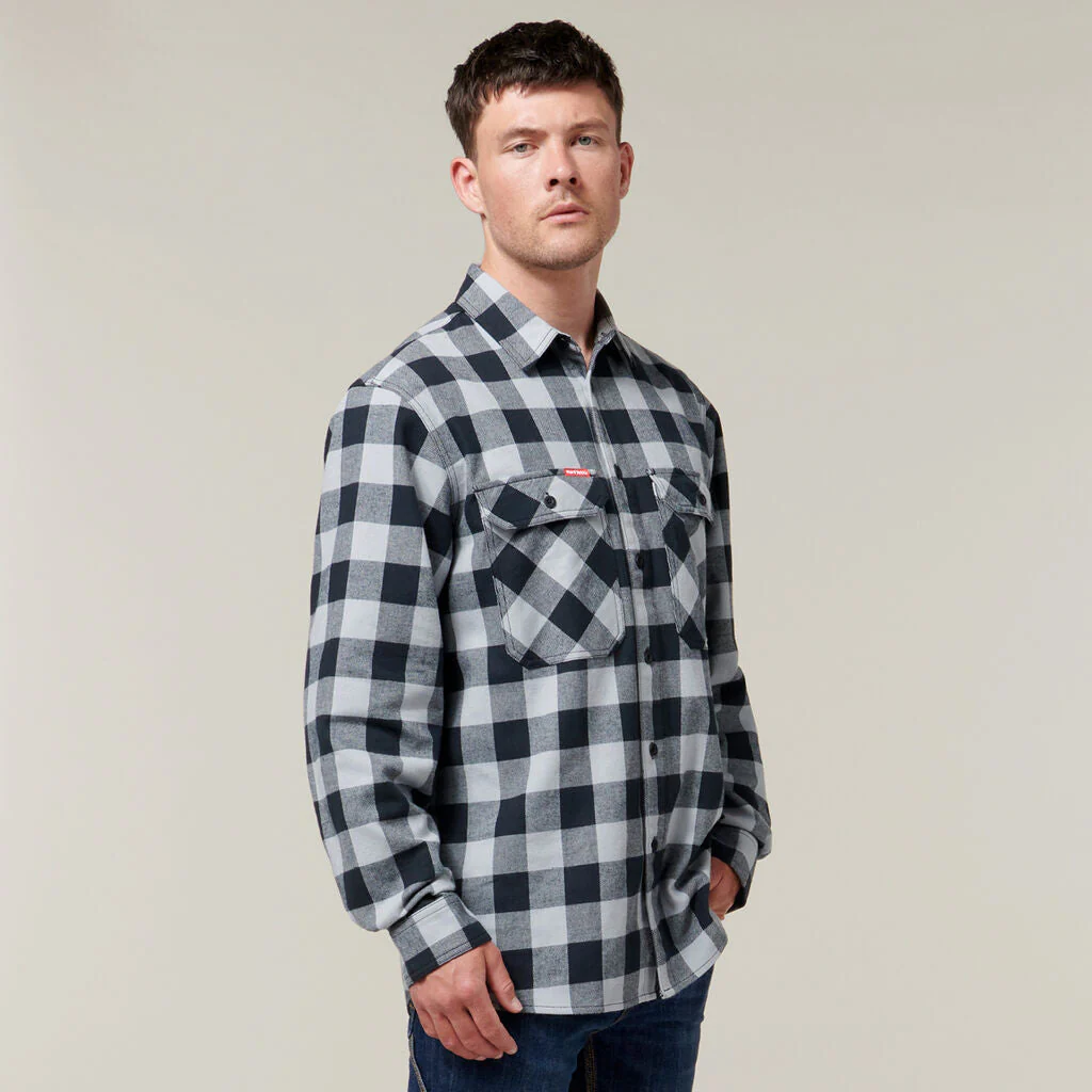 Hard Yakka Long Sleeve Check Flannel Cotton Work Shirt (Y07295) - Image 8