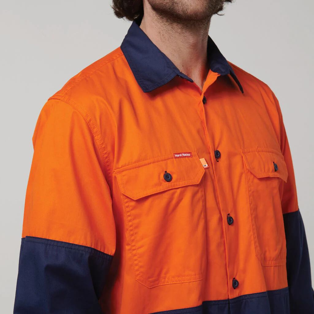 Hard Yakka Core Hi-Vis Long Sleeve 2 Tone Vented Cotton Shirt (Y07950) - Image 8