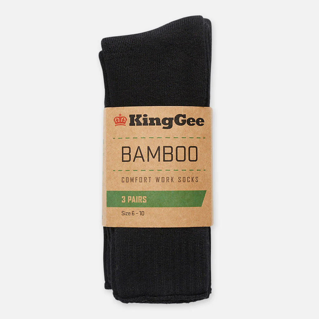 King Gee Men's Bamboo Crew Work Socks - 3 Pack (K09230) - Image 3