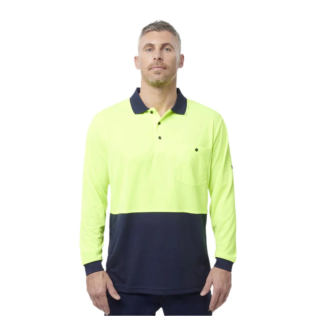 King Gee Workcool Hyperfreeze Hi-Vis Two Tone Long Sleeve Polo Shirt (K54235) - Image 3