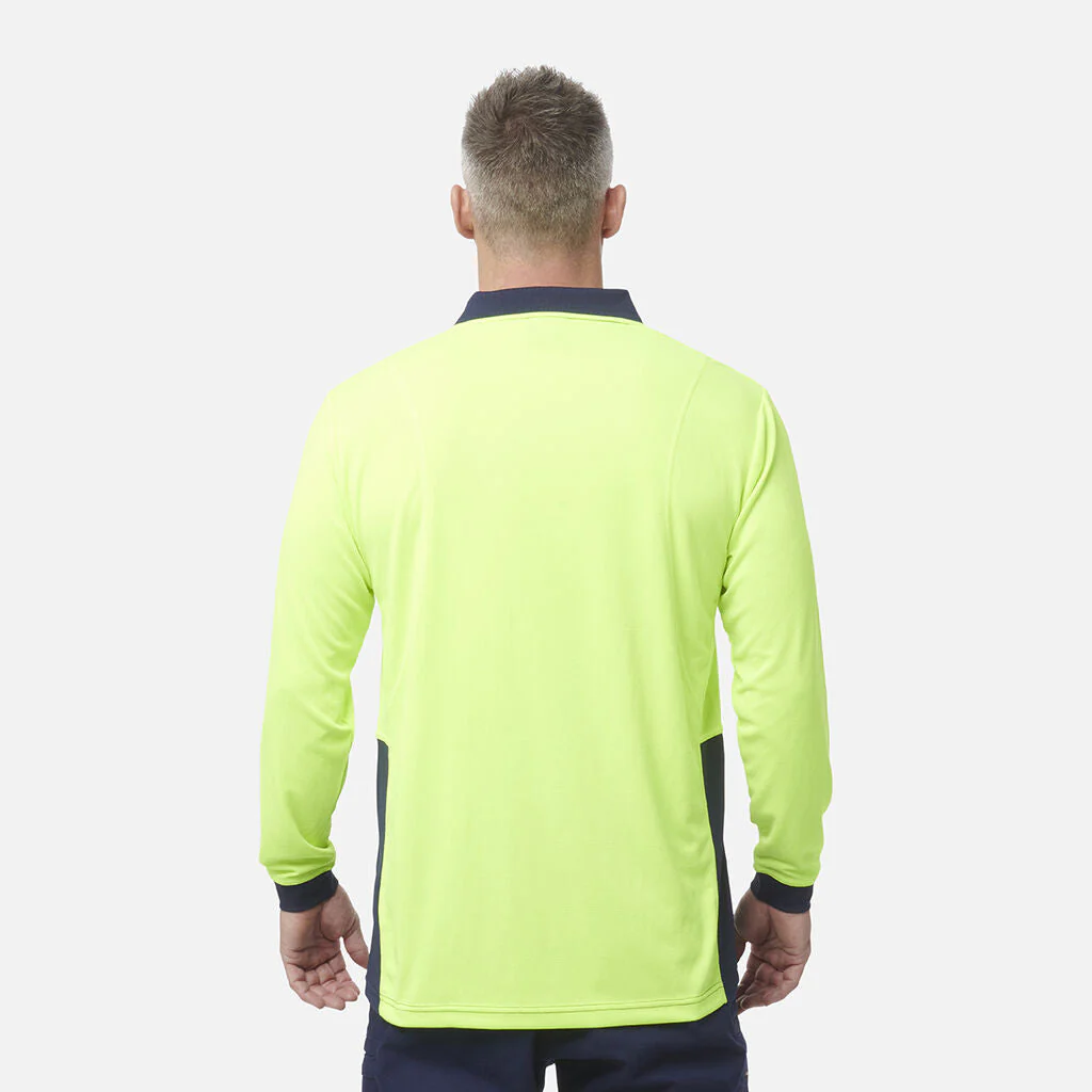 King Gee Workcool Hyperfreeze Hi-Vis Two Tone Long Sleeve Polo Shirt (K54235) - Image 4