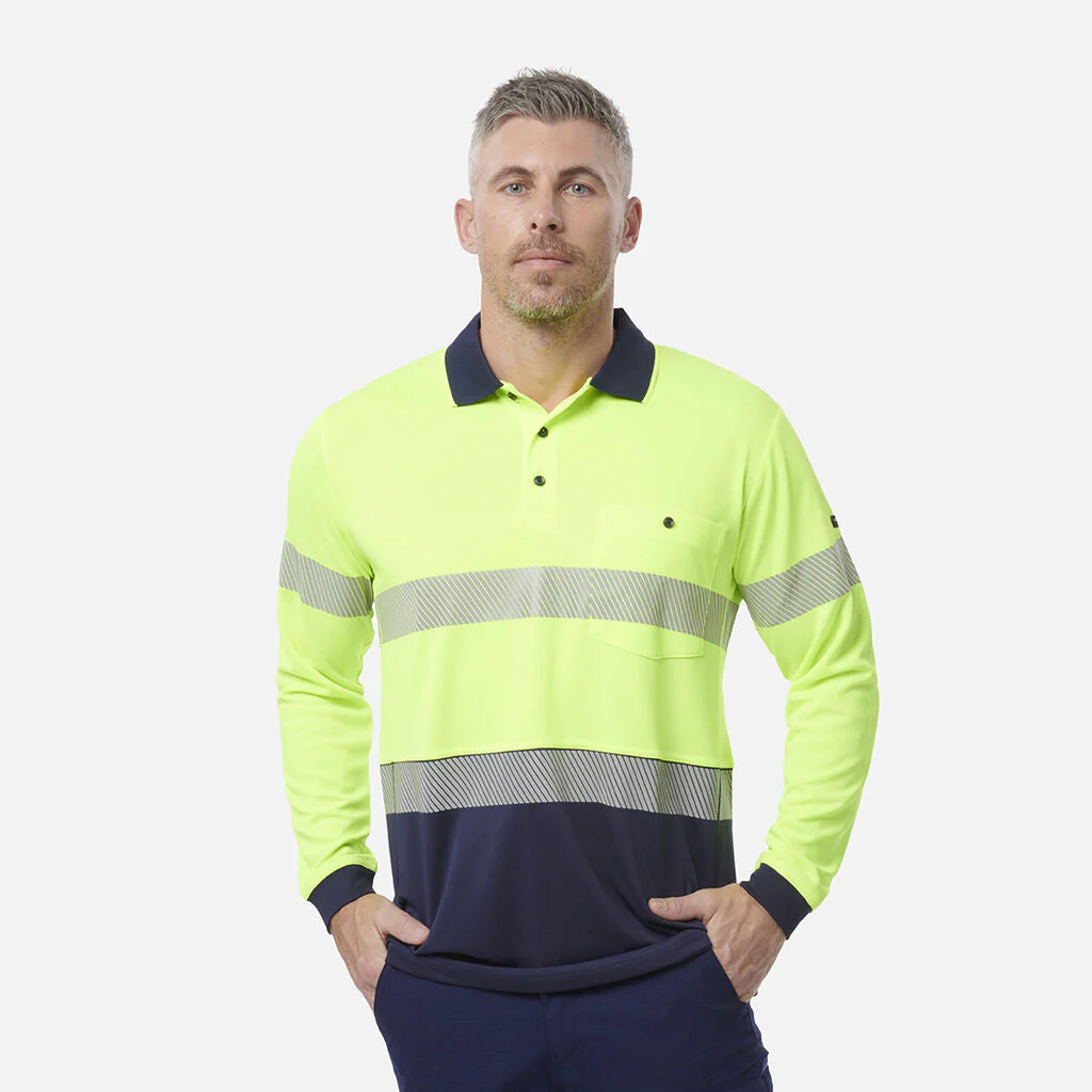 King Gee Workcool Hyperfreeze Hi-Vis Reflective Long Sleeve Polo (K54225) - Image 5