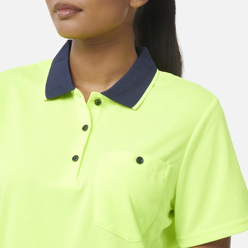 King Gee Women's Workcool Hyperfreeze Hi-Vis Short Sleeve Polo Shirt (K44735) - Image 6