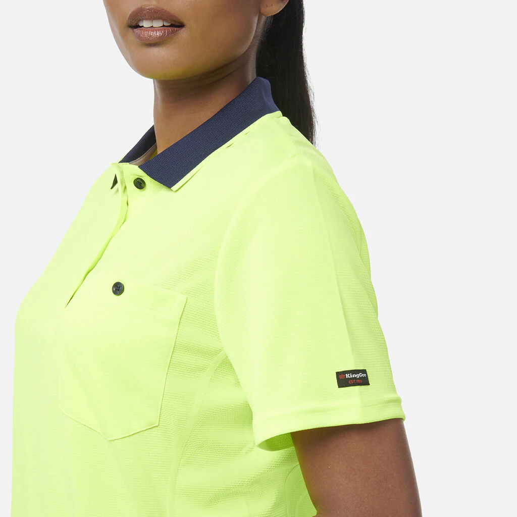King Gee Women's Workcool Hyperfreeze Hi-Vis Short Sleeve Polo Shirt (K44735) - Image 7