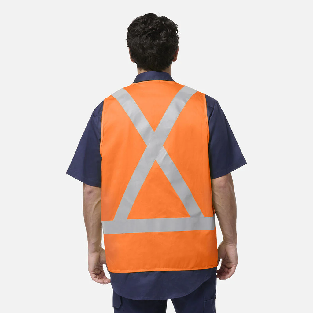 King Gee Originals Hi Vis X Back Cotton Drill Vest (K57007) - Image 3
