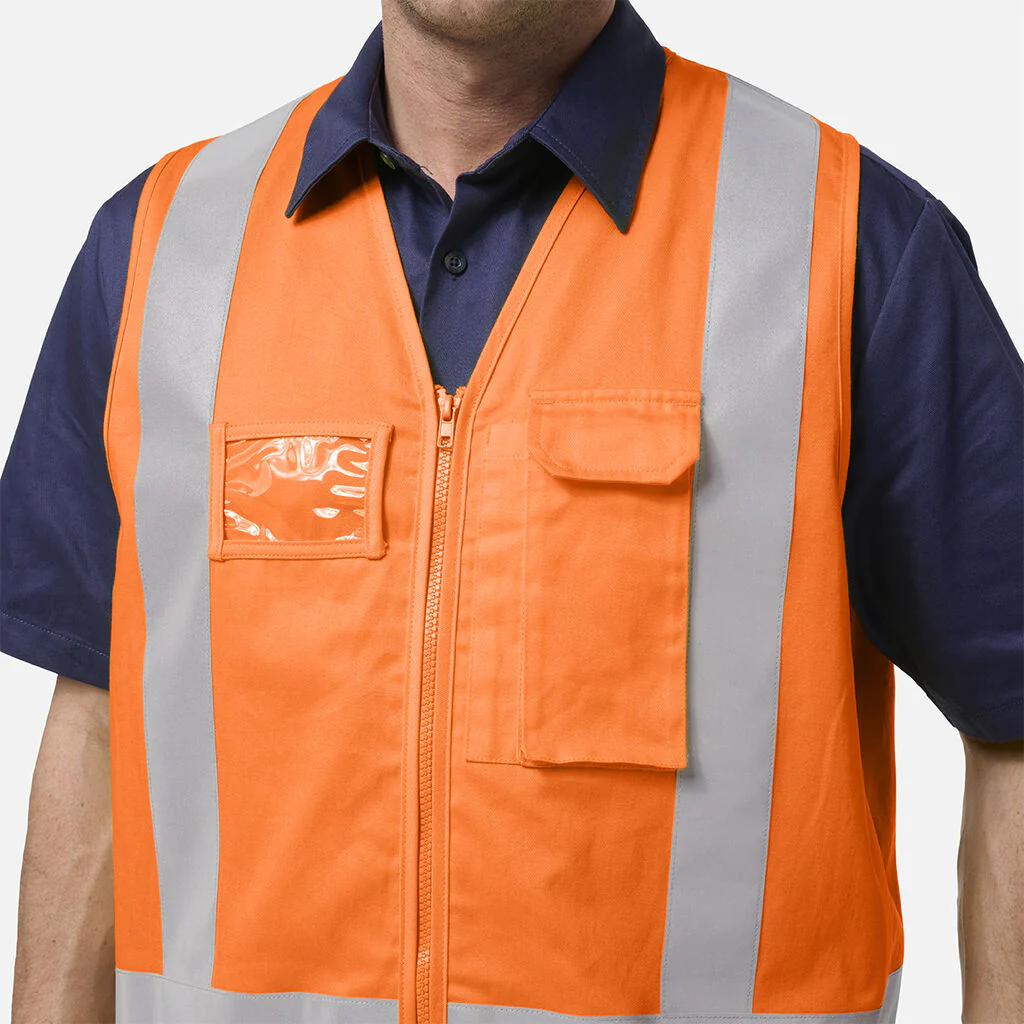 King Gee Originals Hi Vis X Back Cotton Drill Vest (K57007) - Image 4