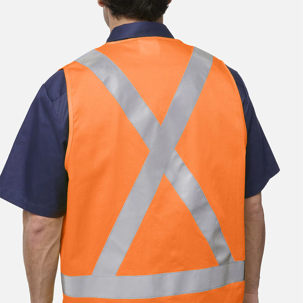 King Gee Originals Hi Vis X Back Cotton Drill Vest (K57007) - Image 5