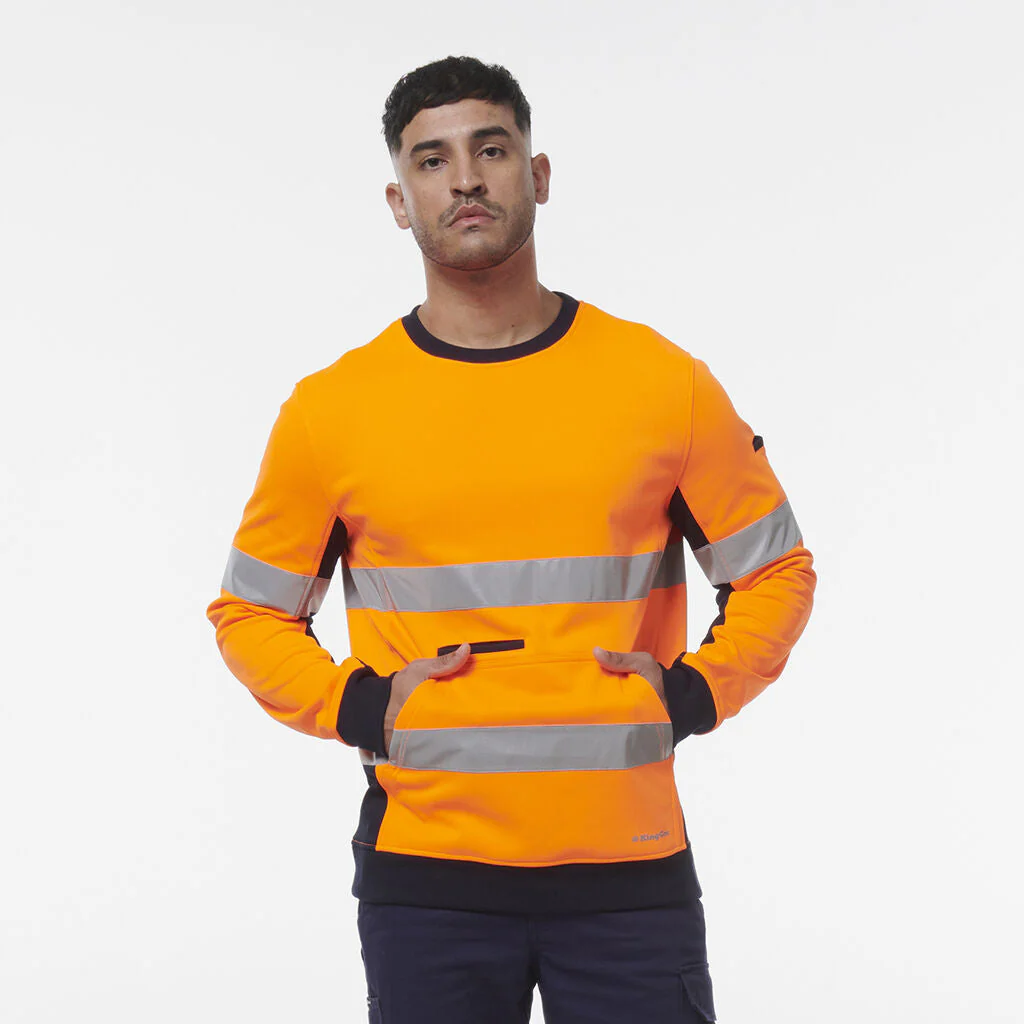 King Gee Reflective Spliced Crew Neck Fleece (K55058) - Image 3