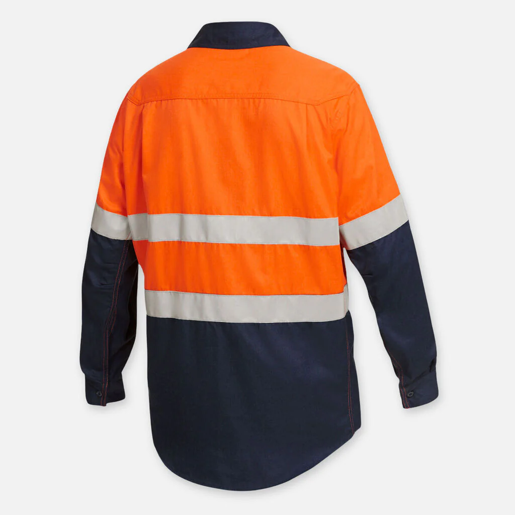 King Gee Shieldtec Lenzing FR Hi-Vis Spliced Open Front Taped Shirt (K84000) - Image 2