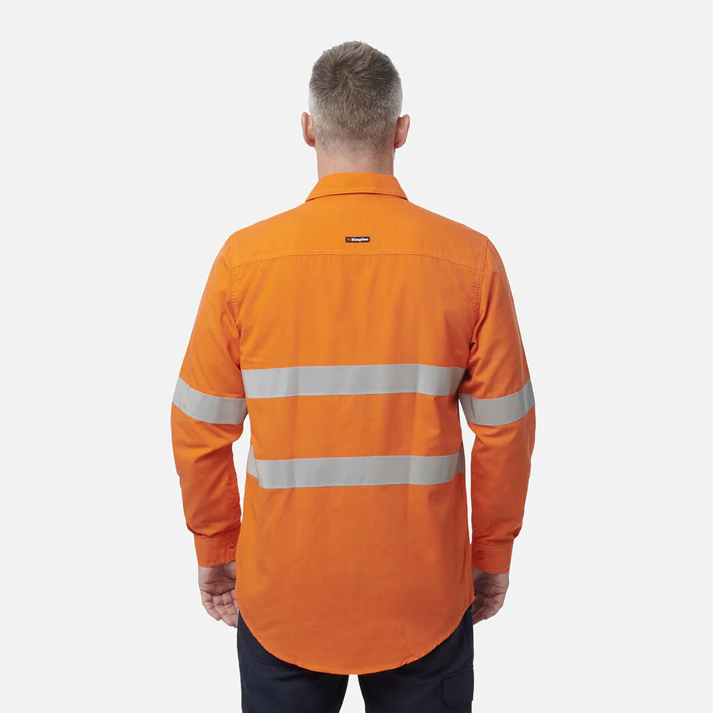 King Gee Shieldtec Lenzing FR Hi-Vis Spliced Open Front Taped Shirt (K84001) - Image 2