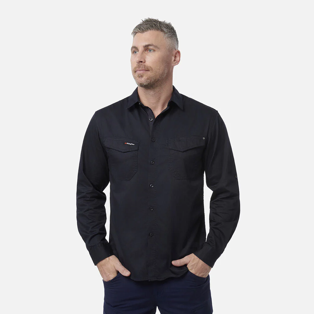 King Gee Tradies Lightweight Cotton Drill Long Sleeve Work Shirt (K14350) - Image 13
