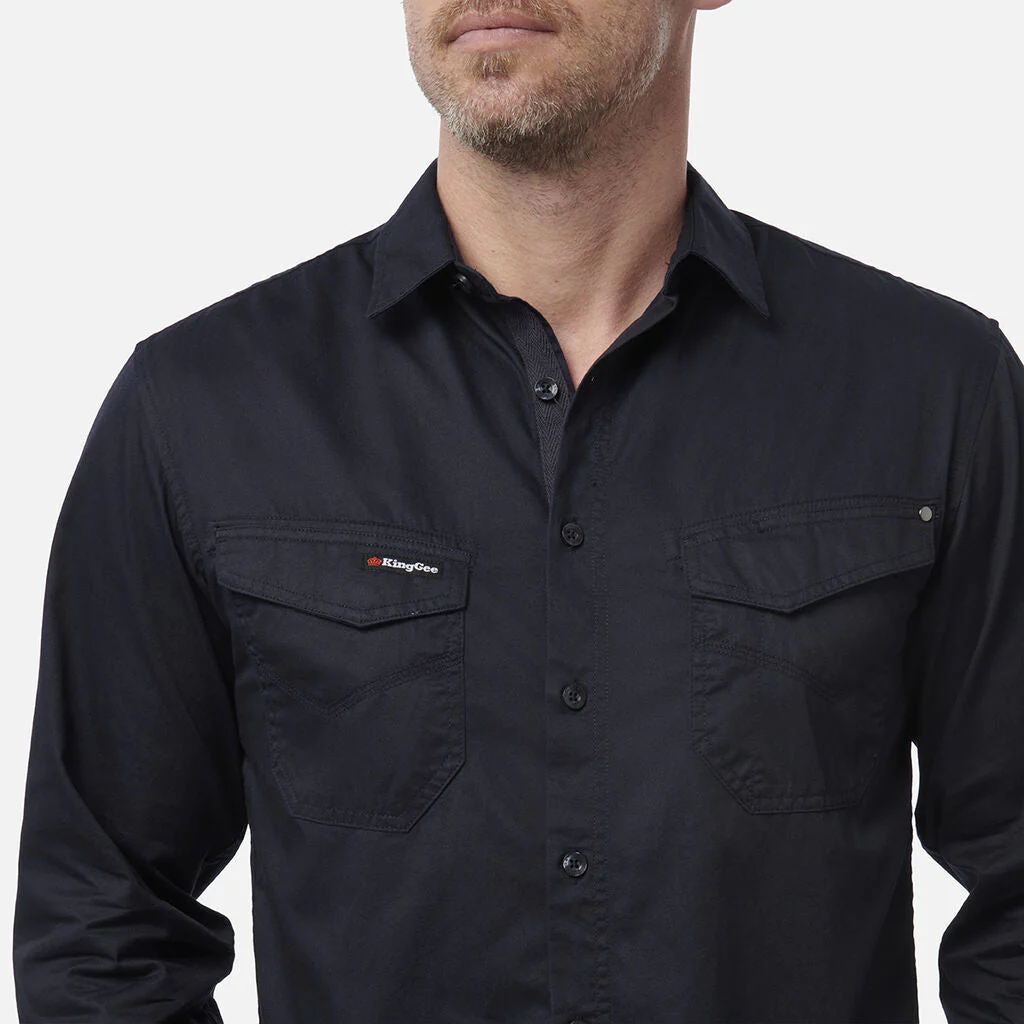 King Gee Tradies Lightweight Cotton Drill Long Sleeve Work Shirt (K14350) - Image 14