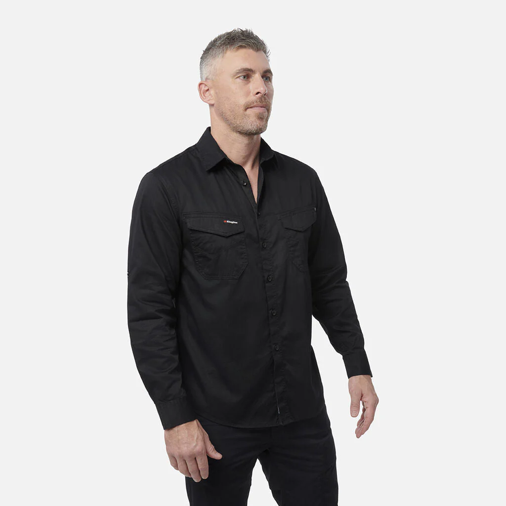 King Gee Tradies Lightweight Cotton Drill Long Sleeve Work Shirt (K14350) - Image 3