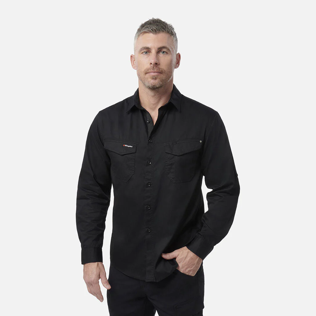 King Gee Tradies Lightweight Cotton Drill Long Sleeve Work Shirt (K14350) - Image 4