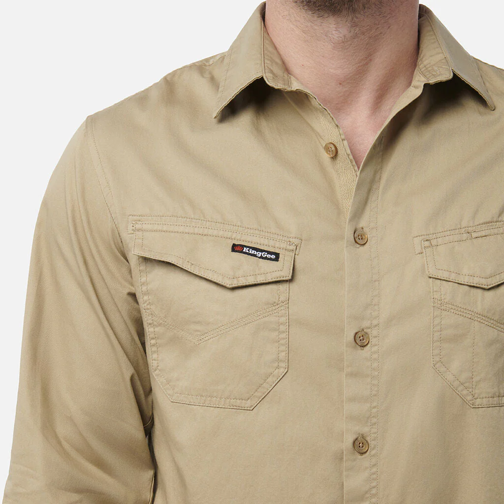 King Gee Tradies Lightweight Cotton Drill Long Sleeve Work Shirt (K14350) - Image 8