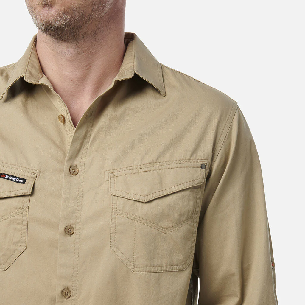 King Gee Tradies Lightweight Cotton Drill Long Sleeve Work Shirt (K14350) - Image 9