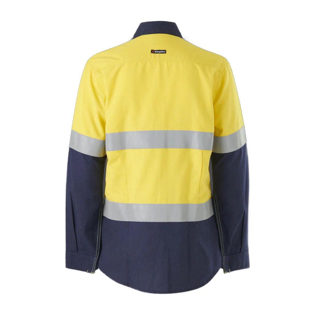 King Gee Women's Shieldtec Lenzing FR Hi-Vis Spliced Open Front Taped Shirt (K84002) - Image 6