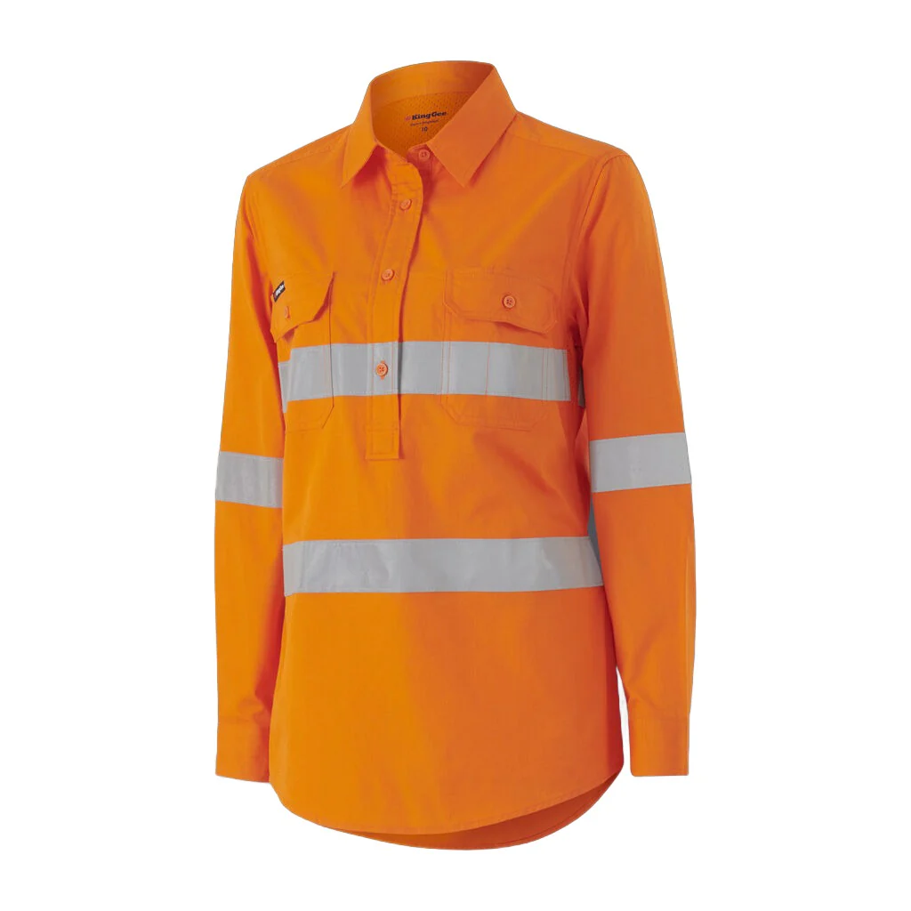King Gee Womens Workcool Vented Closed Front Shirt Taped Long Sleeve (K44228) - Image 2
